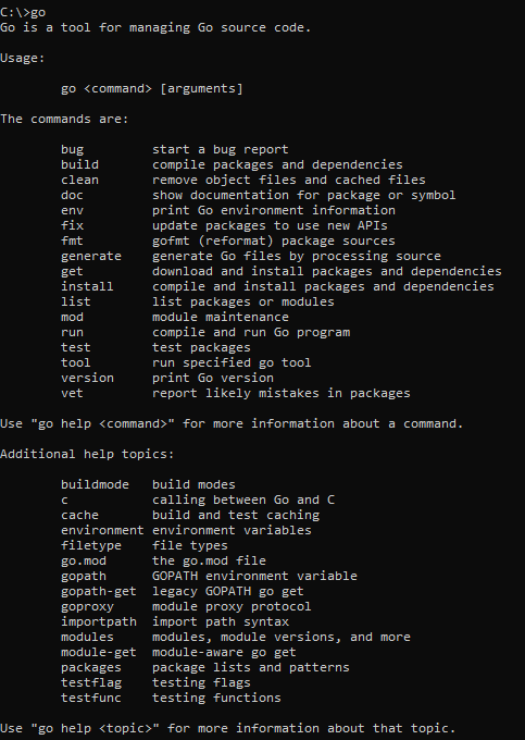 Information after installing GO